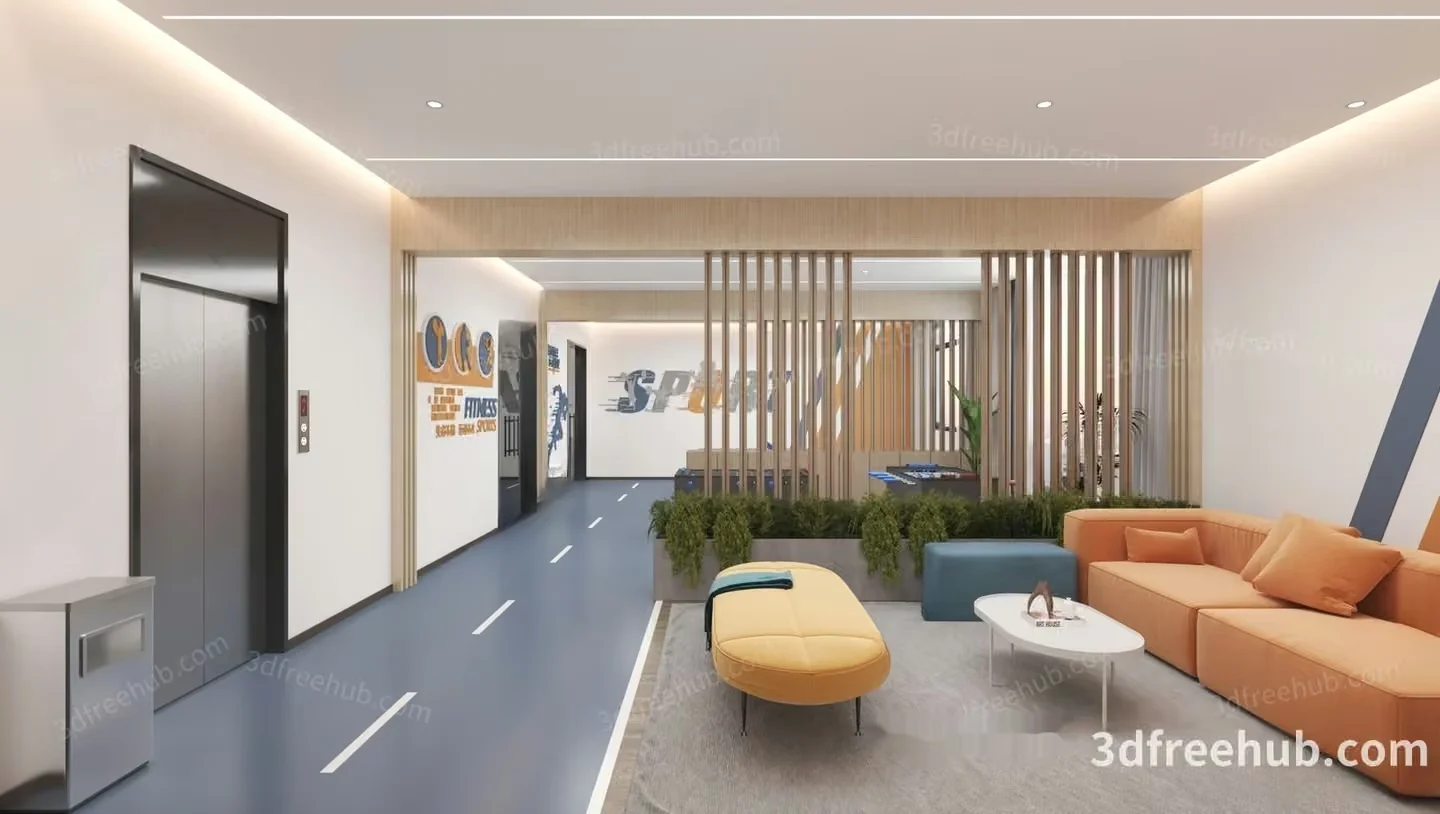 Modern Office Space 3D Model – 21262 – VRAY Render