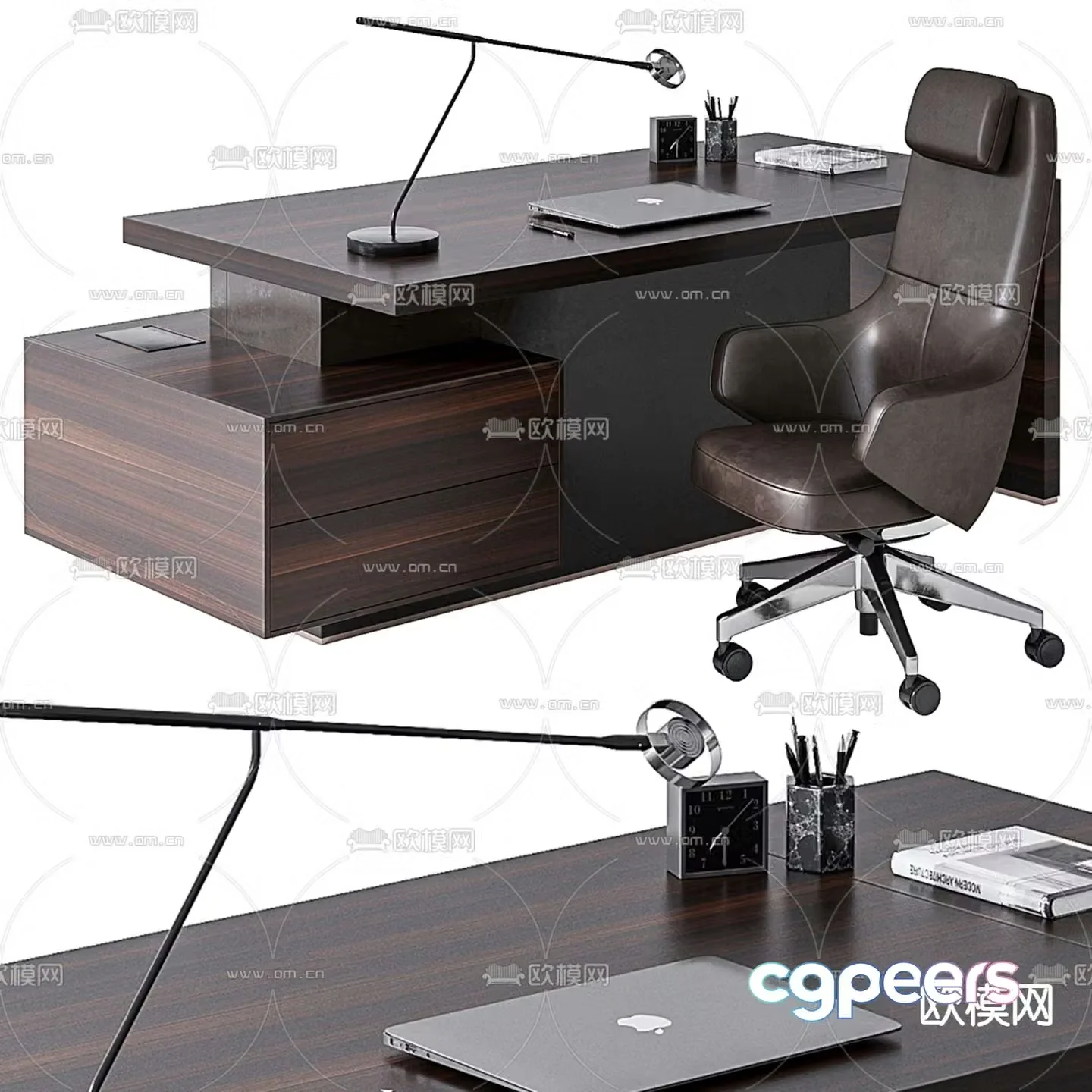 desk executive desk boss desk 3d model