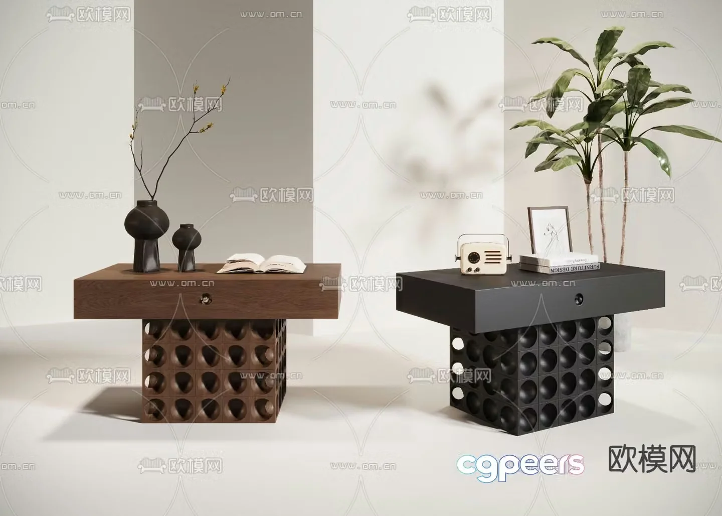 wabi-sabi bedside table 3d model