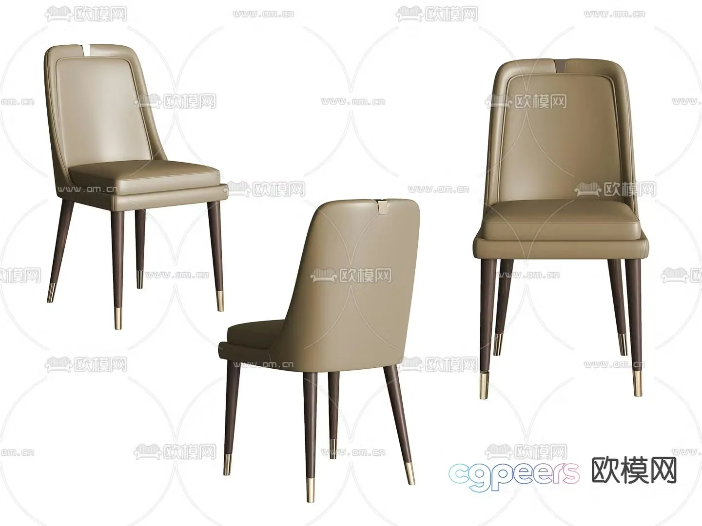 Leather chair single chair dining chair 3d model