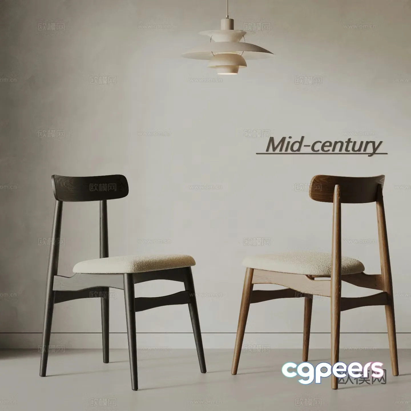 Medium style dining chair 3d model