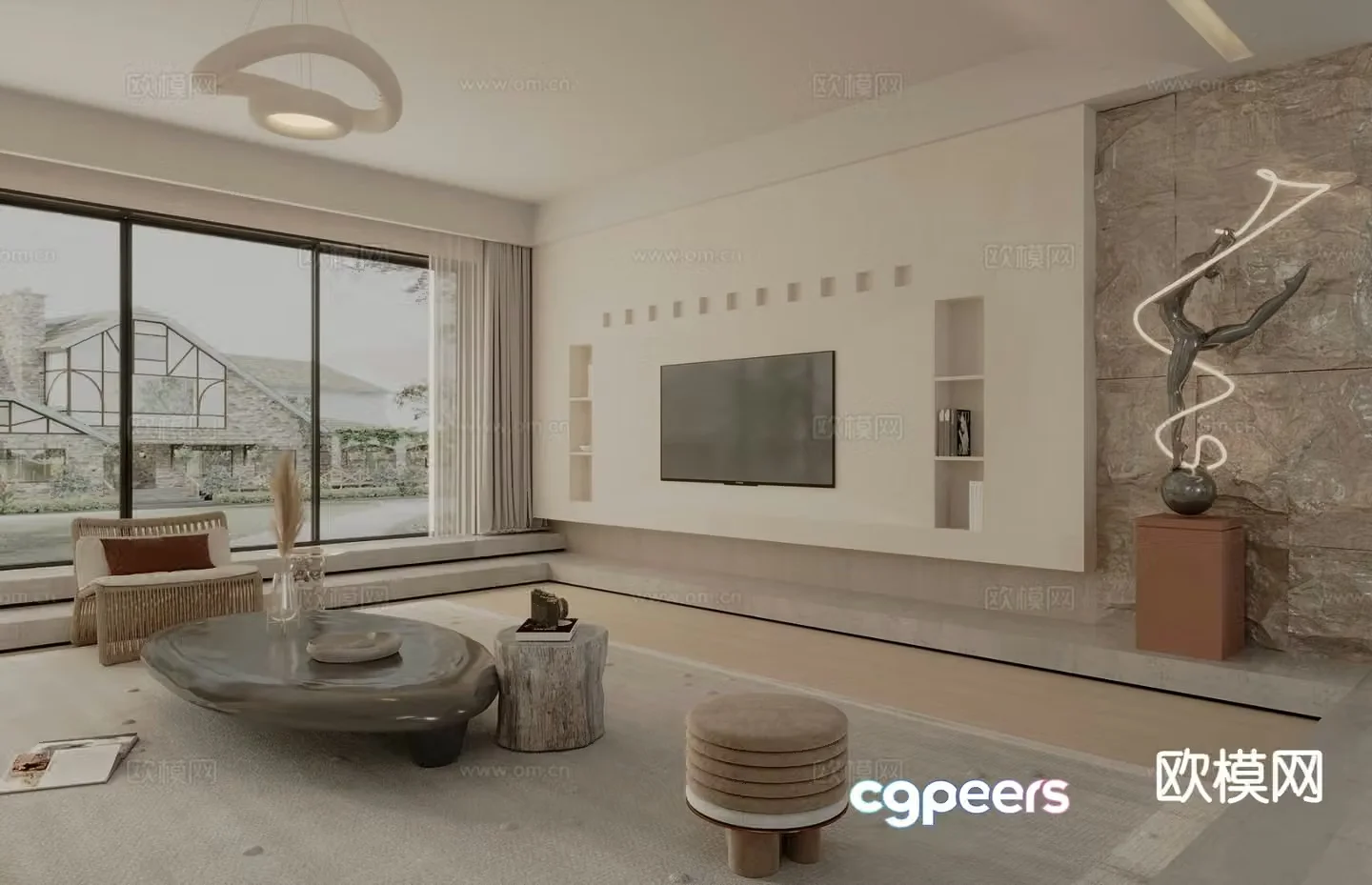 Wabi-sabi living room 3d model