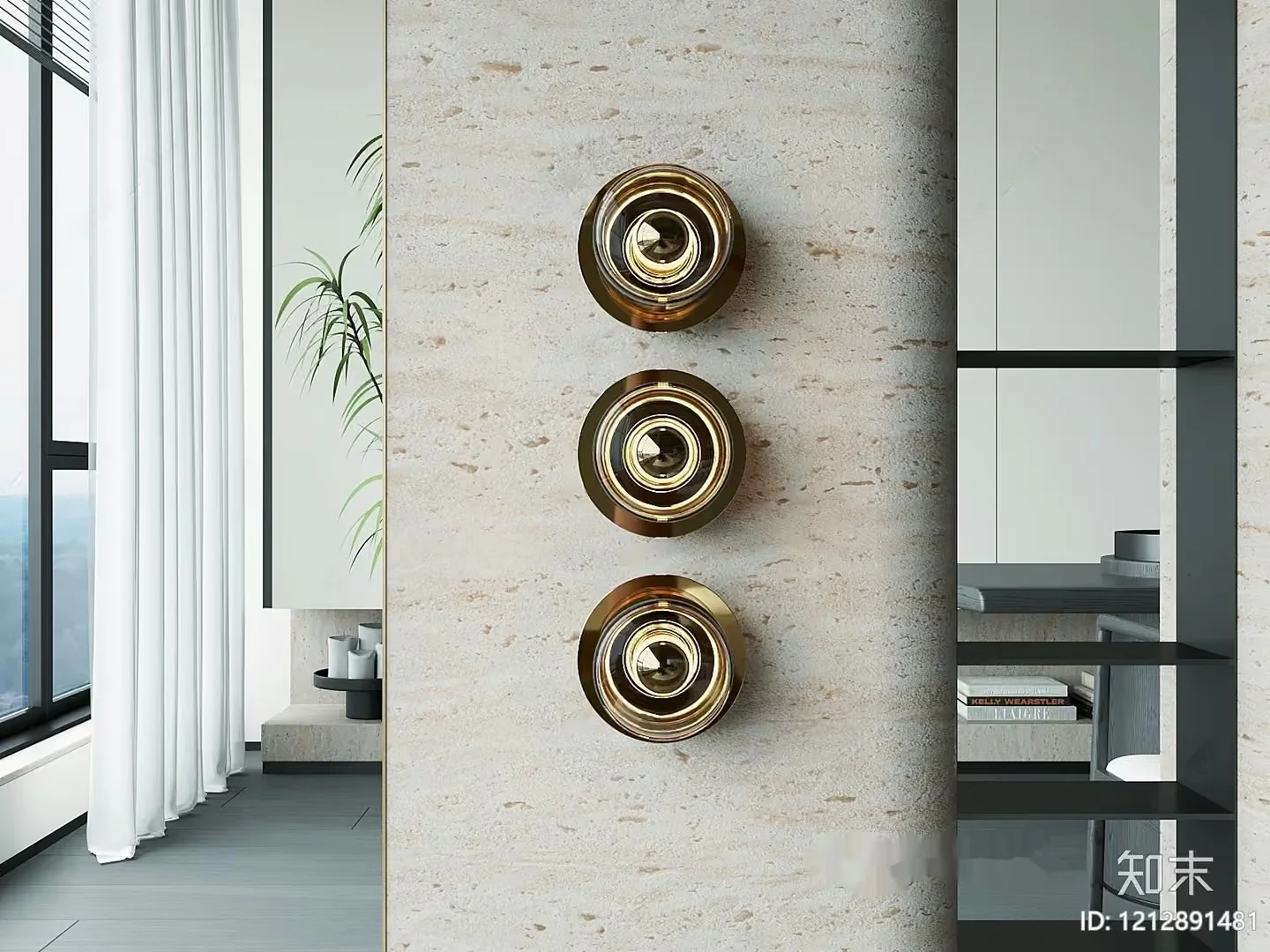 Modern Gold Light Fixture 3D Model – 21891 – VRAY Render