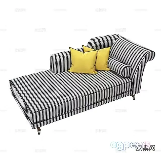 Chaise longue sofa collapse 3d model