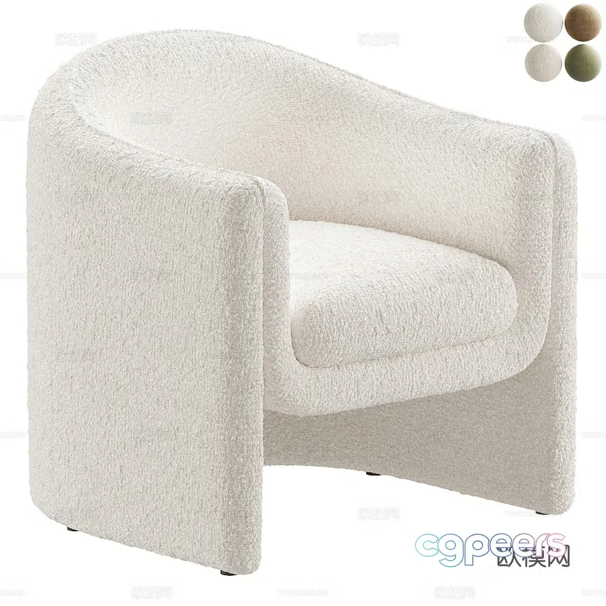 Modern Italian cream style beige Tami fabric armchair 3d model