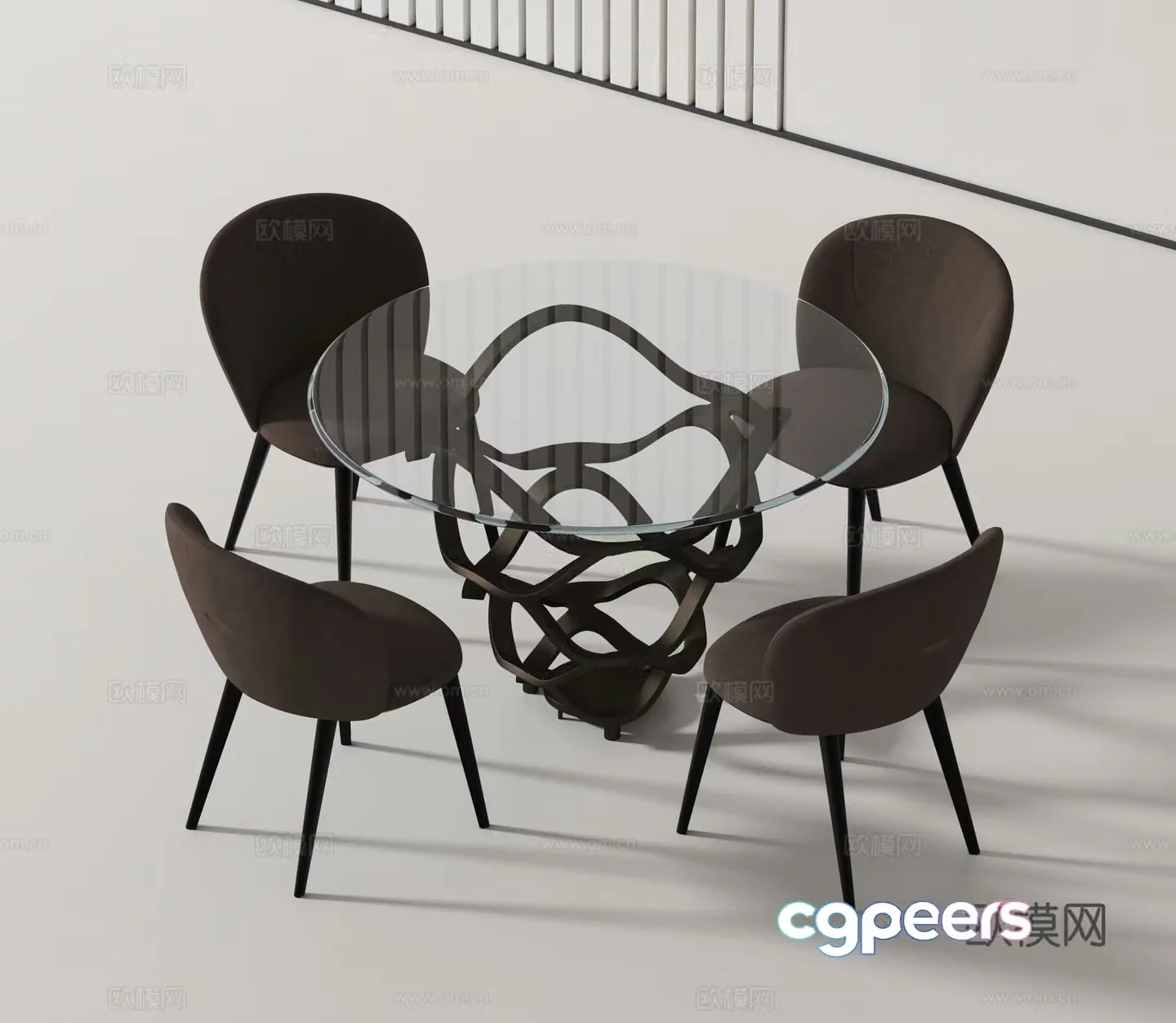 Modern dining table and chairs 3d model