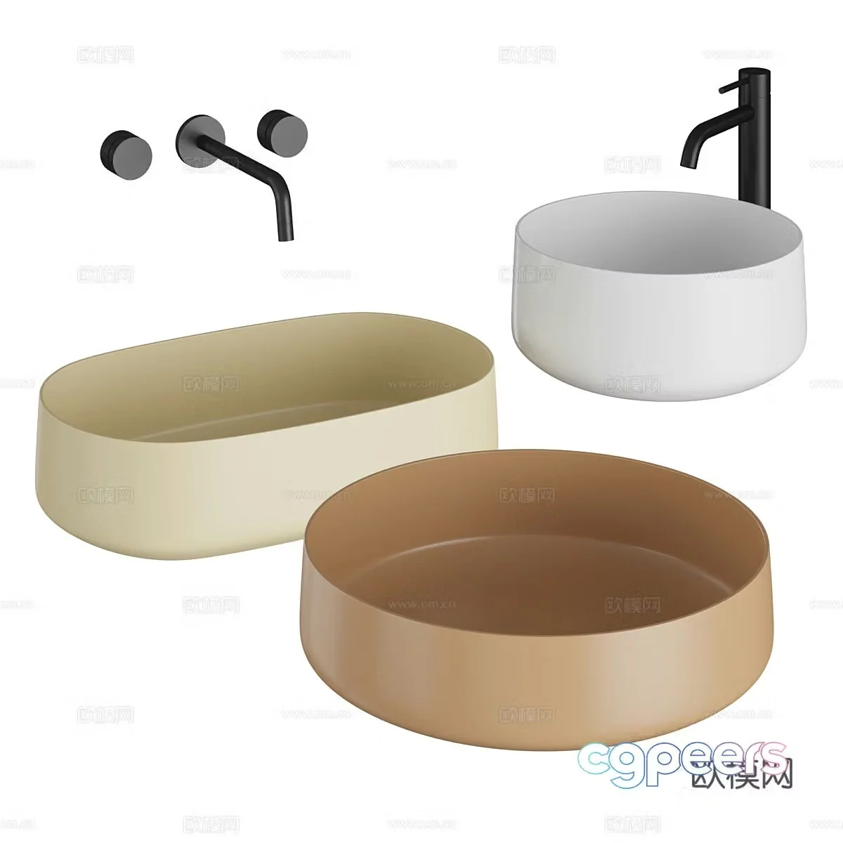 Modern cream style washbasin basin 3d model