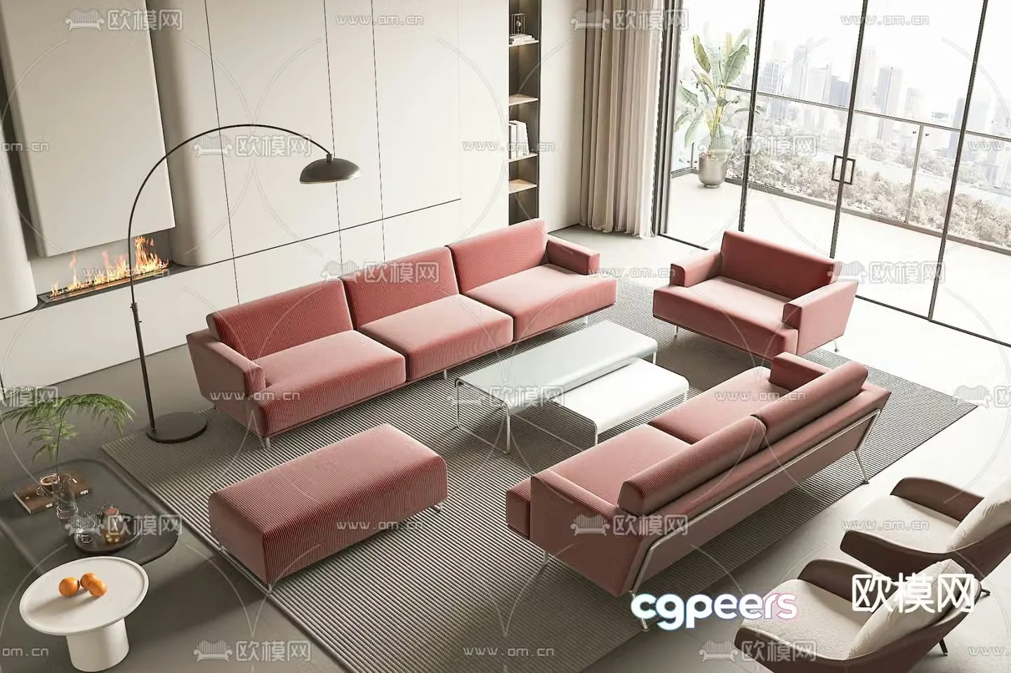 Modern modular sofa office sofa 3d model