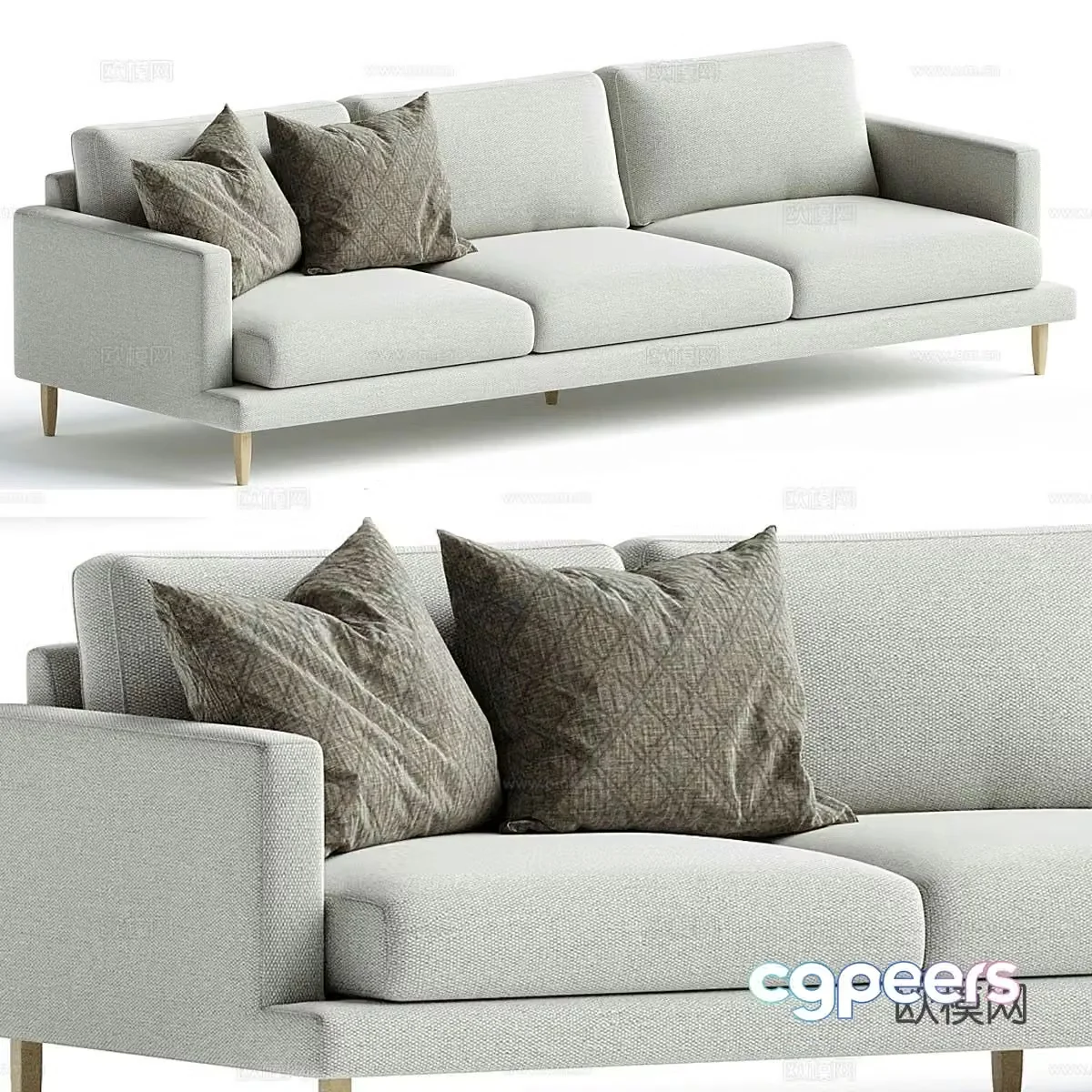 3D model of three seater sofa