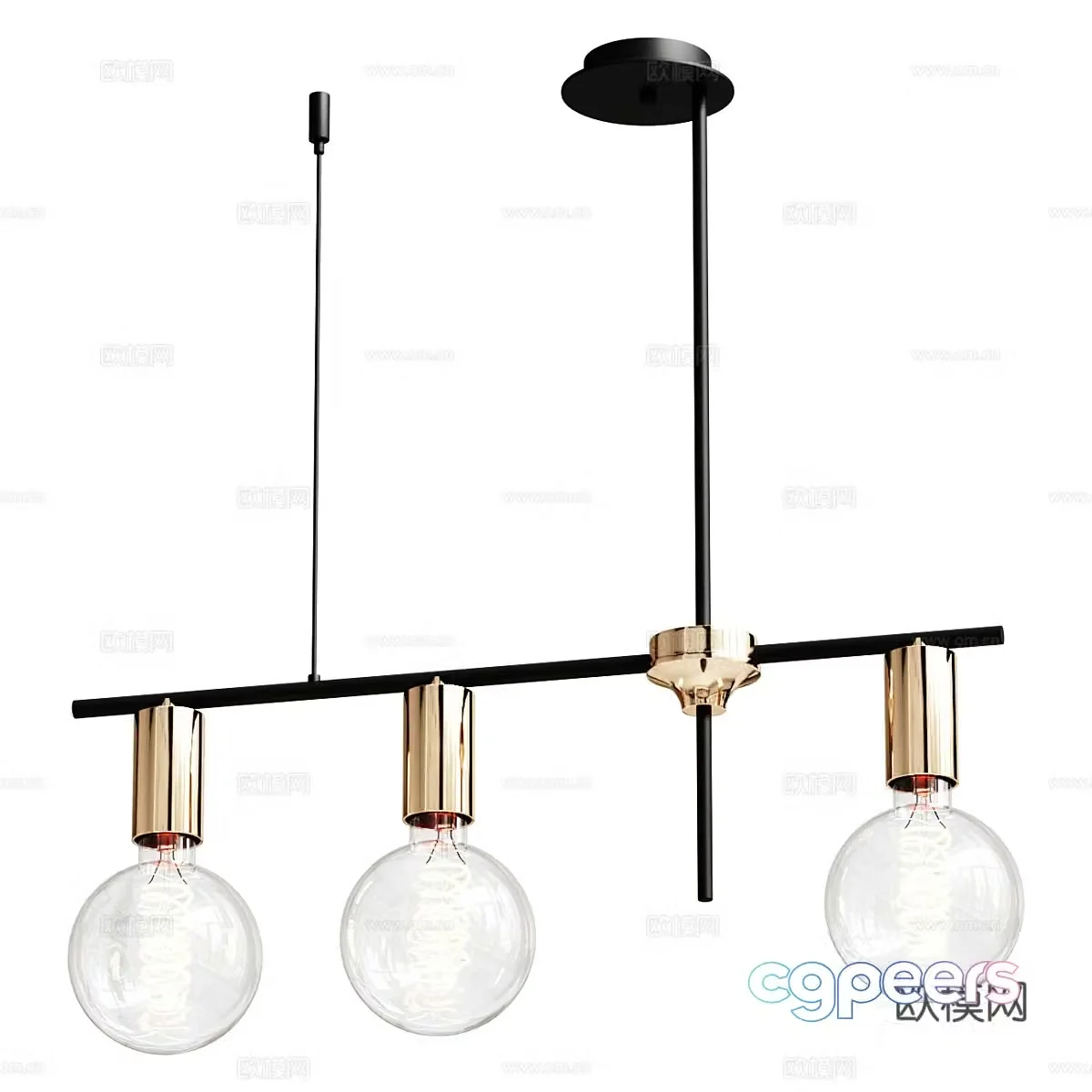 Chandelier Black and Gold Product 3D Model