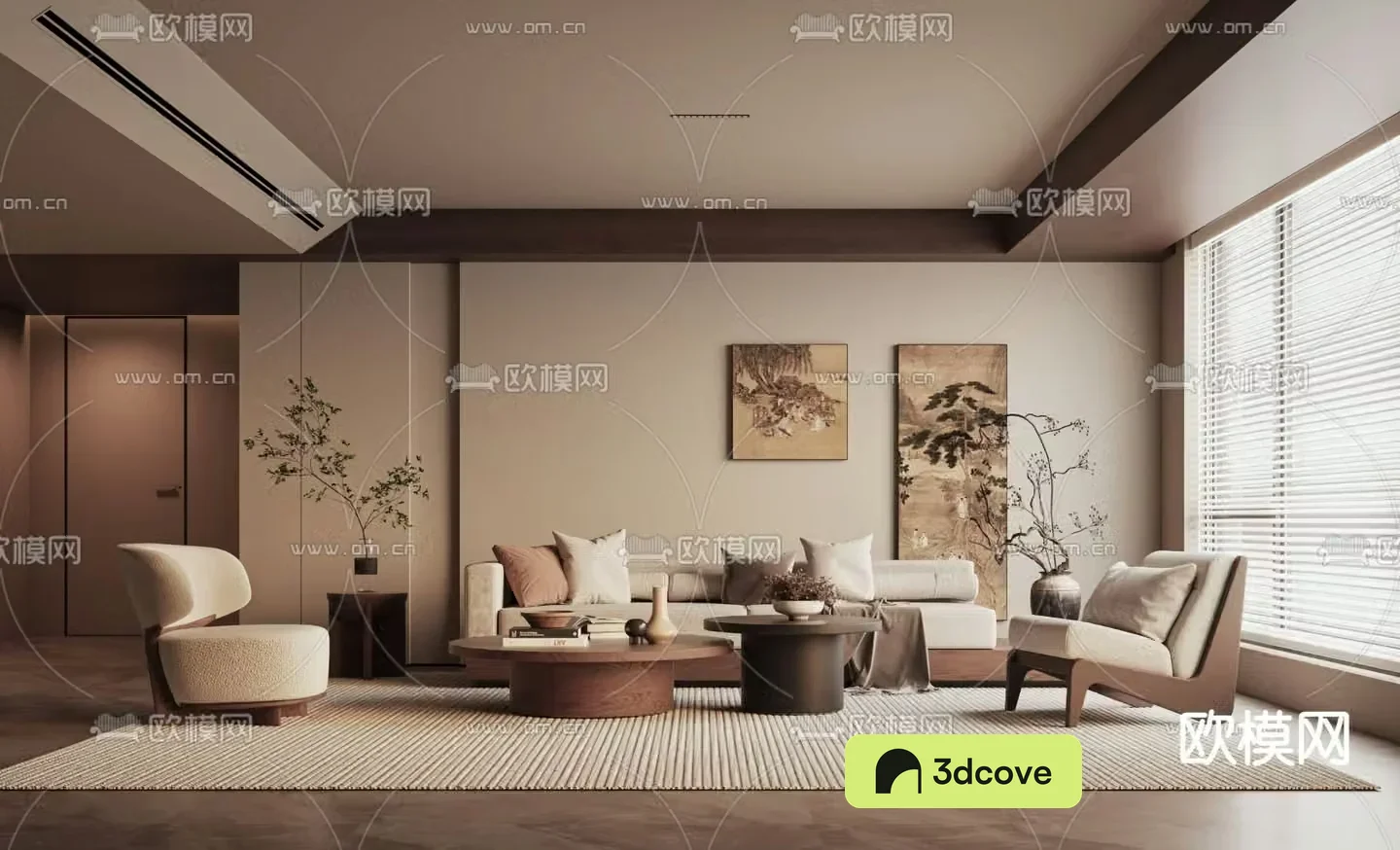 Middle-aged living room 3d model