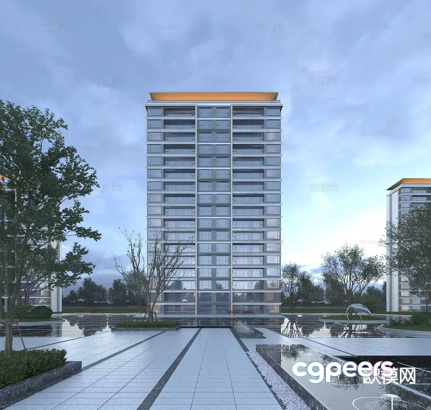 High-rise residential exterior 3D model