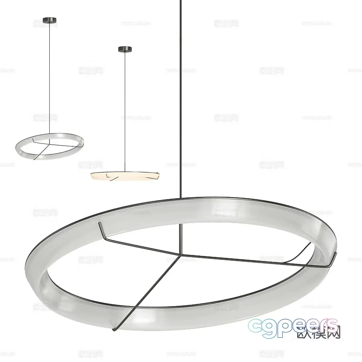 Modern light luxury Bazart circular decorative chandelier 3d model