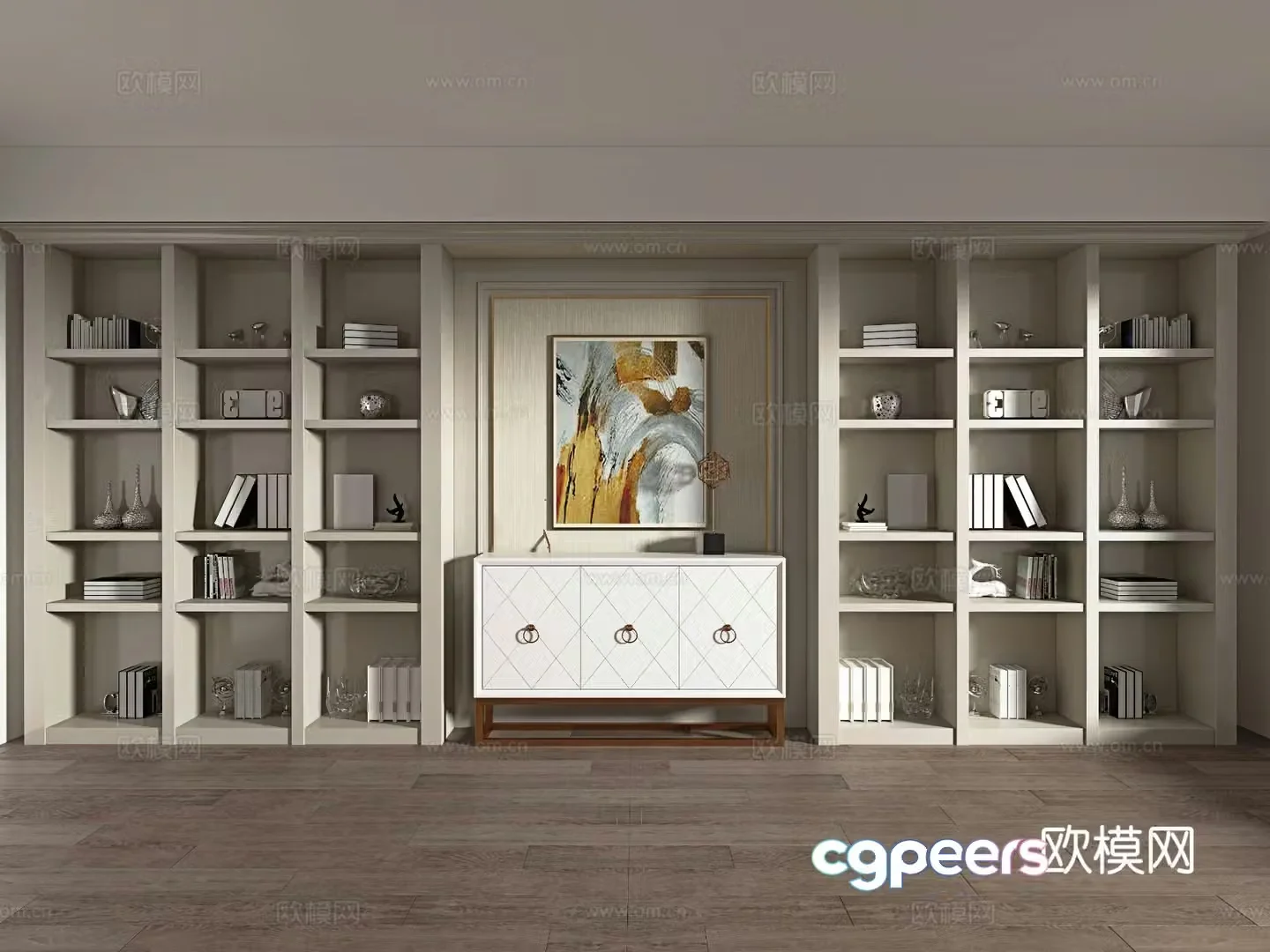 Modern open bookcase background cabinet storage cabinet 3d model