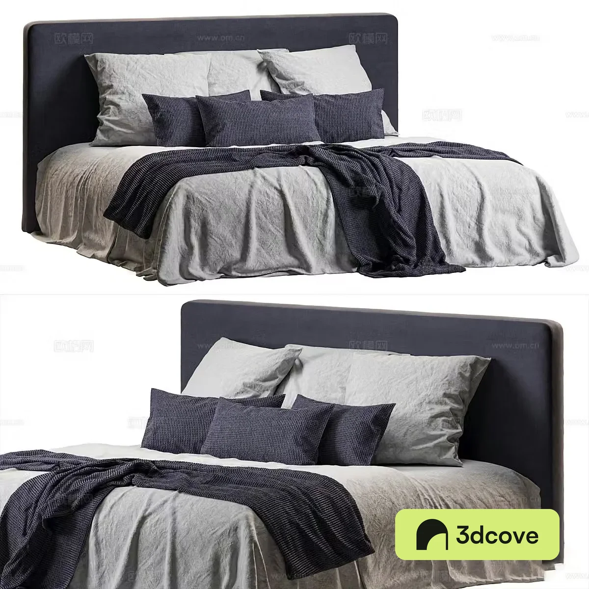 New Chinese style fabric double bed