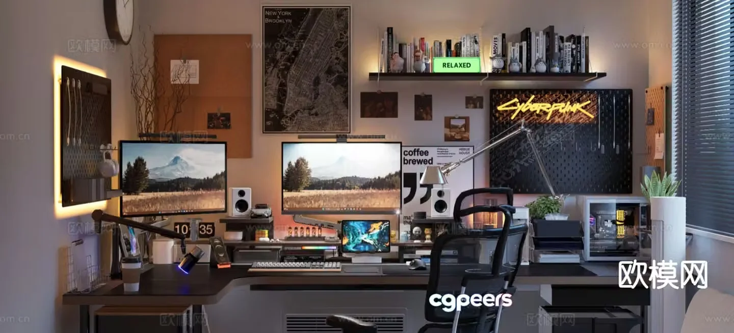 Simple e-sports room computer room 3D model