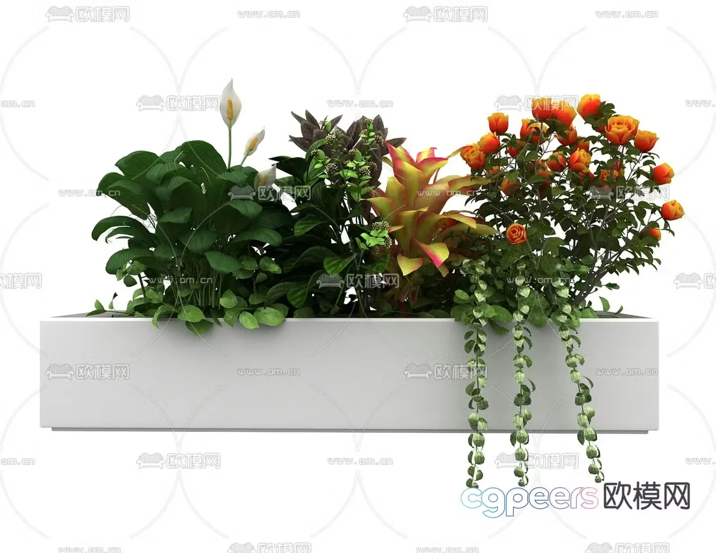 Outdoor flower box flower slot flower bed 3d model