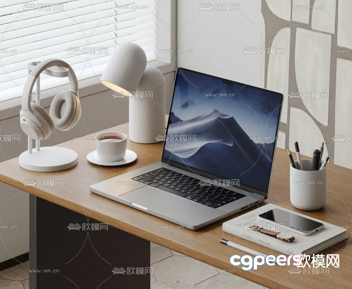 Modern desktop ornaments office supplies 3d model