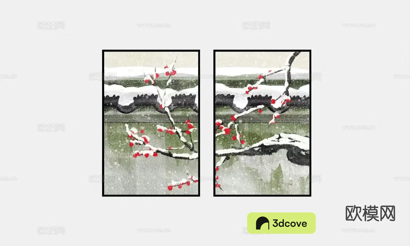 Chinese combination painting snow scene painting decorative painting
