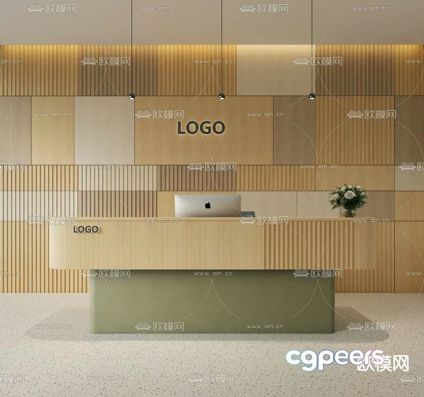 Front desk reception desk service desk 3d model