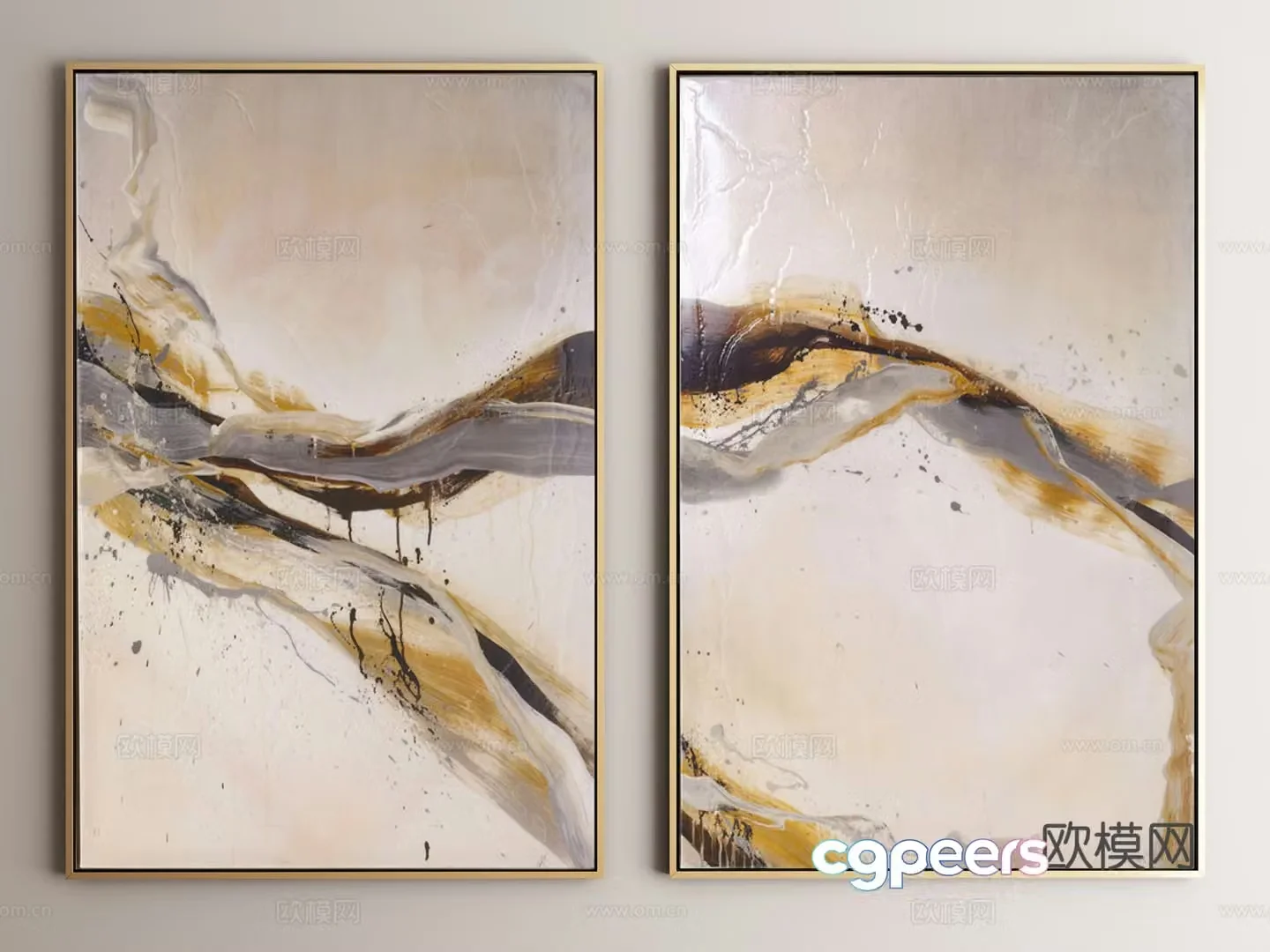 Modern decorative painting texture painting hanging painting 3d model