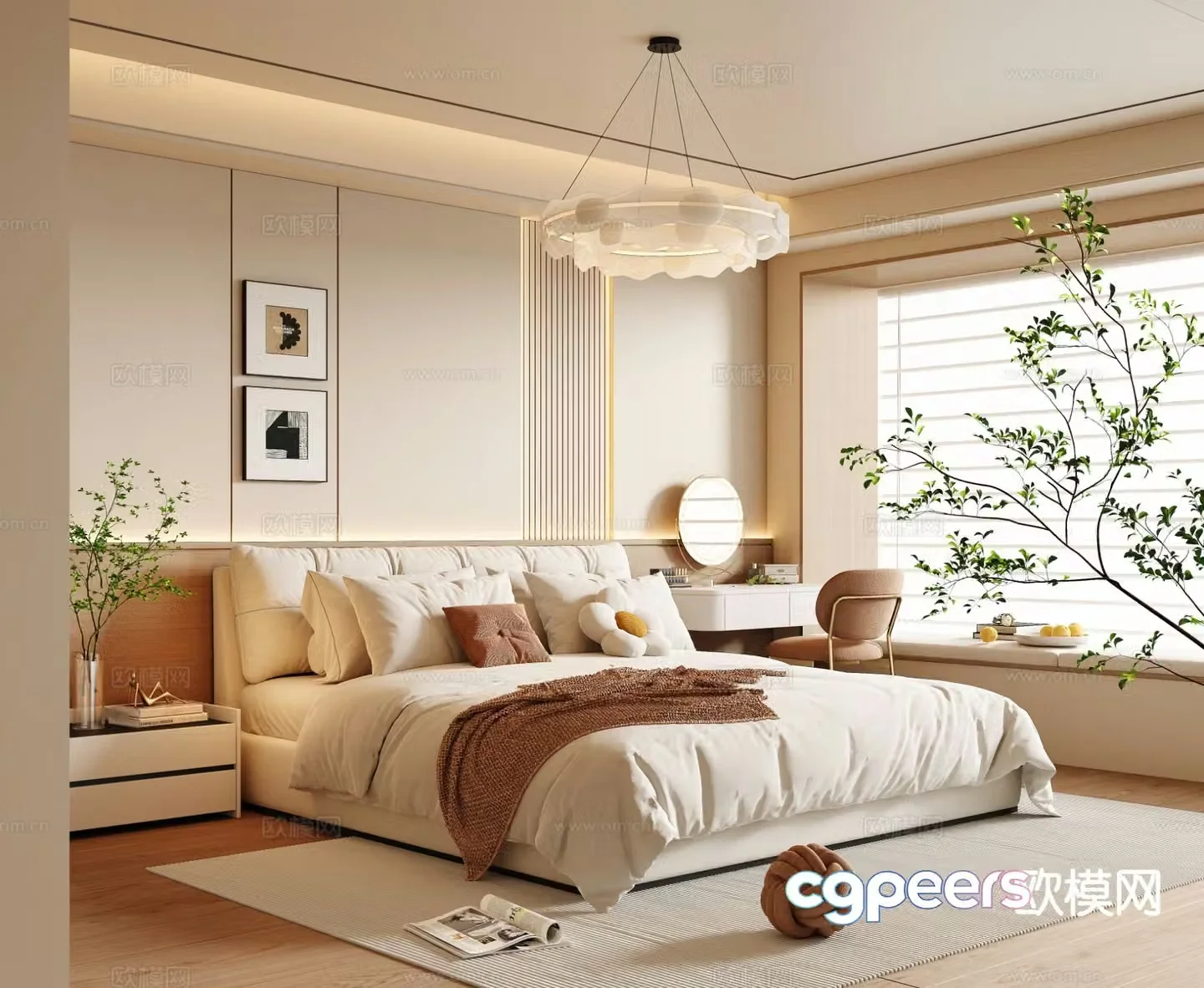 Cream style bedroom master bedroom 3d model