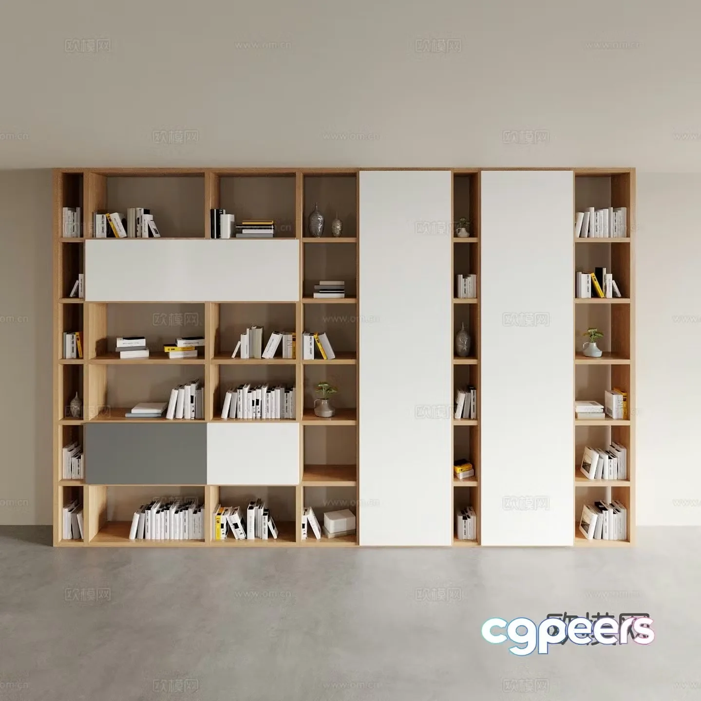 Log style bookcase display cabinet bookshelf 3d model