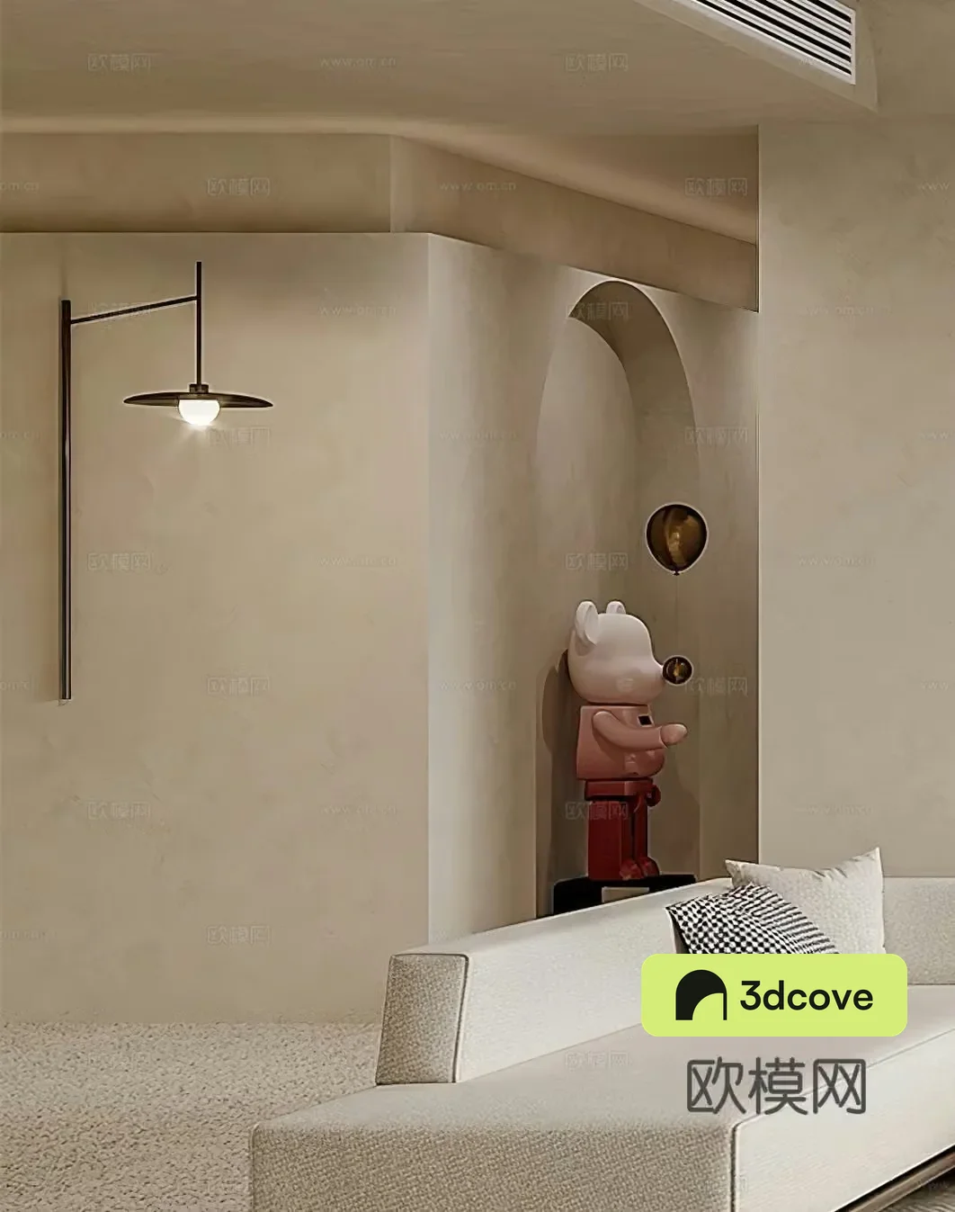 Modern wall lamps medieval style wall lamps new Chinese wall lamps ornaments decorations sculptures simple 3D models