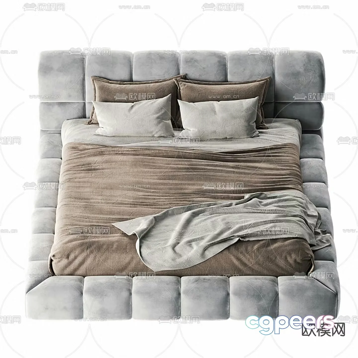 Modern double bed 3d model