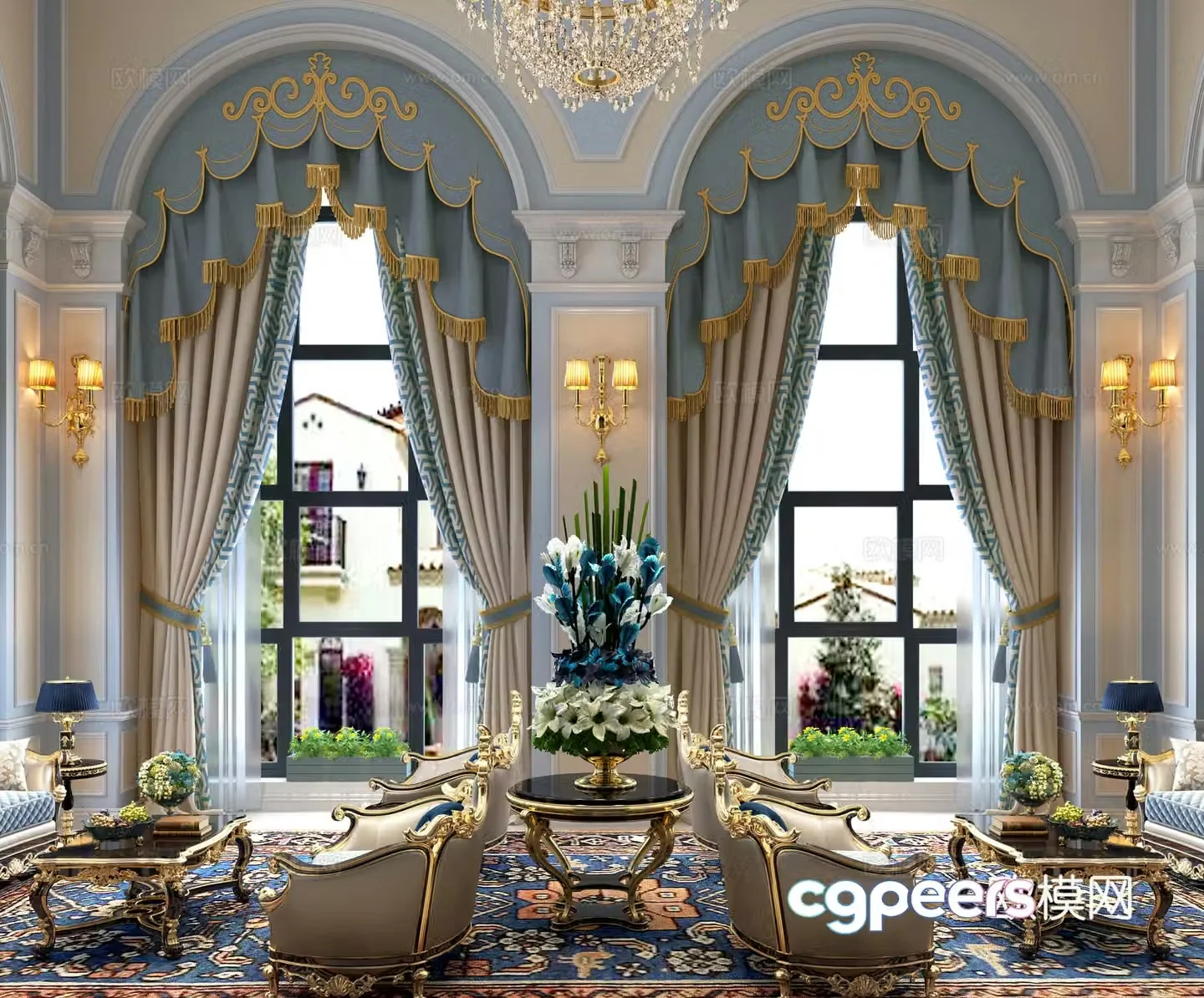 European classical living room sofa 3d model