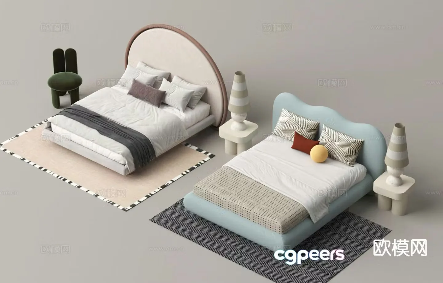 Modern children’s bed double bed 3d model