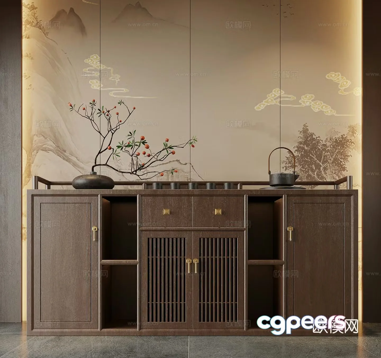 Porch Cabinet New Chinese style porch Cabinet 3D model