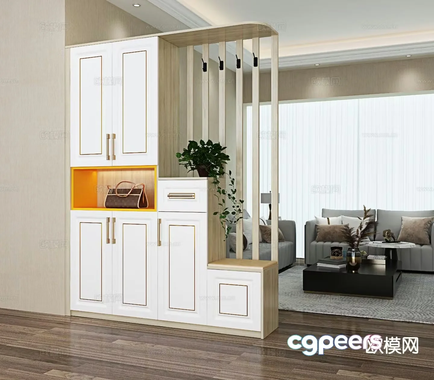 Light luxury entrance cabinet and partition cabinet 3D model