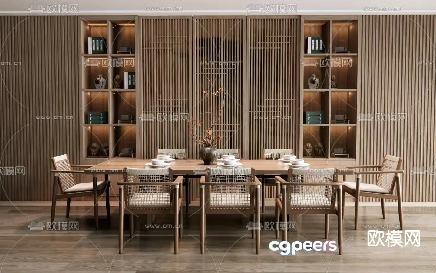 New Chinese dining table and chairs 3d model