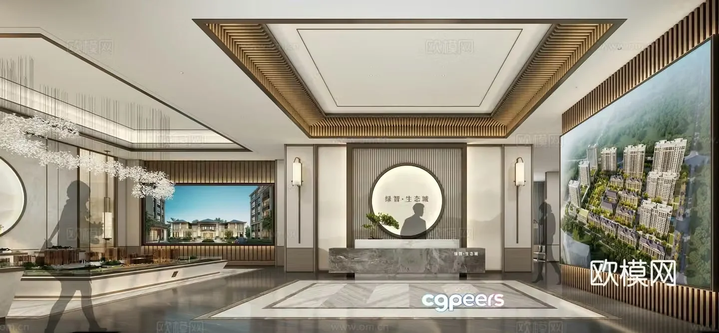 New Chinese style retirement center sales office 3D model