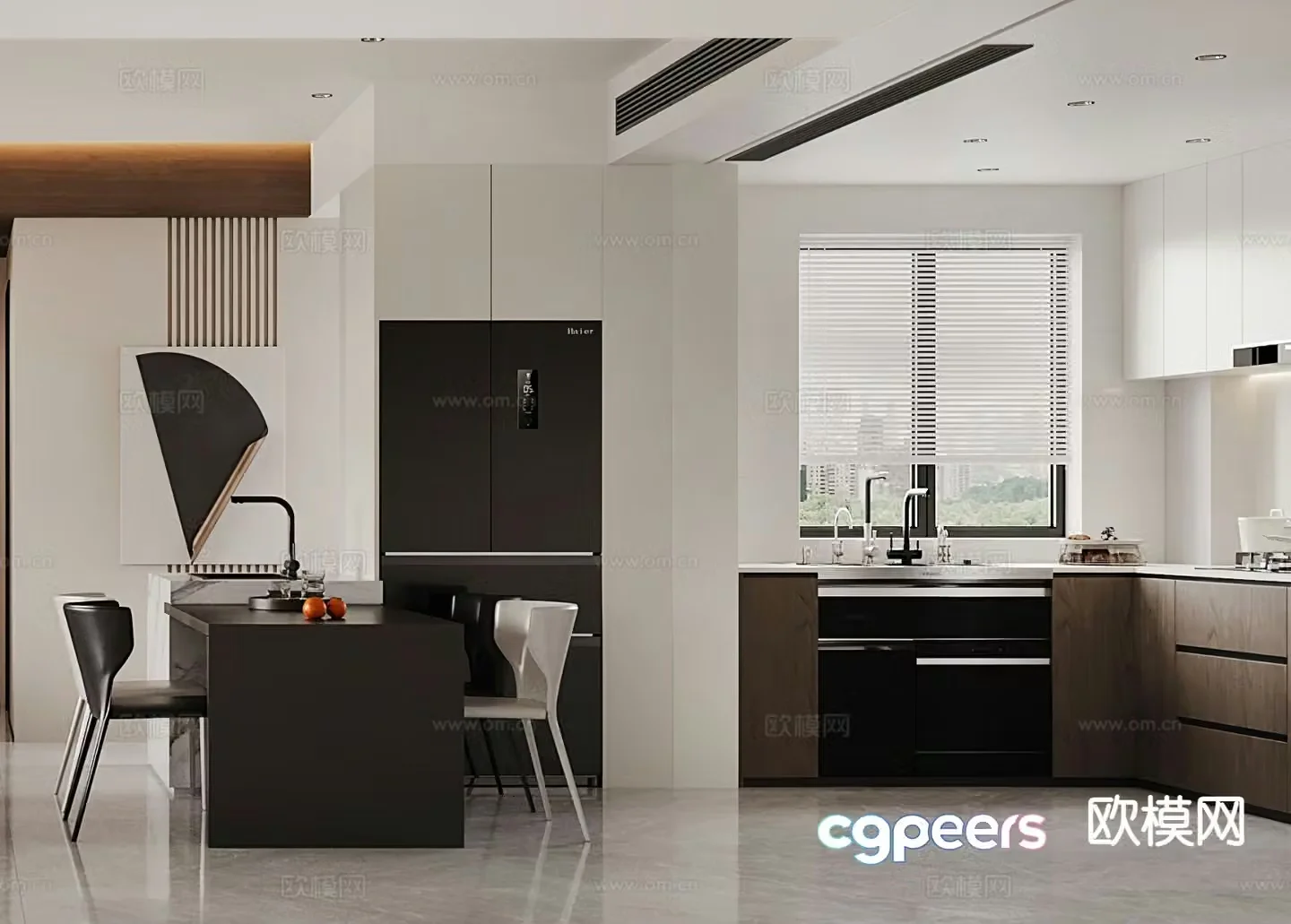 Modern open kitchen western kitchen 3d model