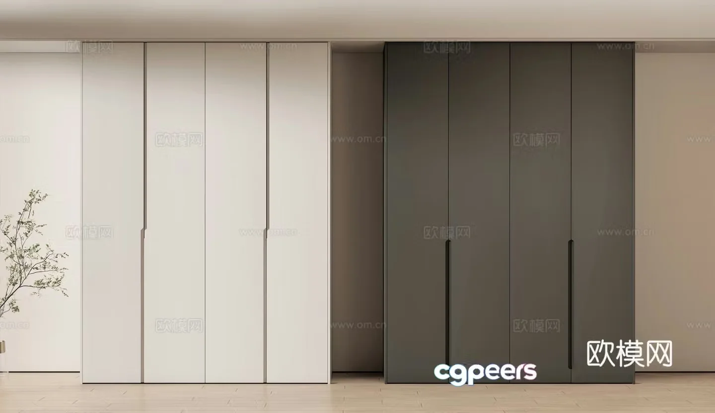 Modern wardrobe full height cabinet door 3d model