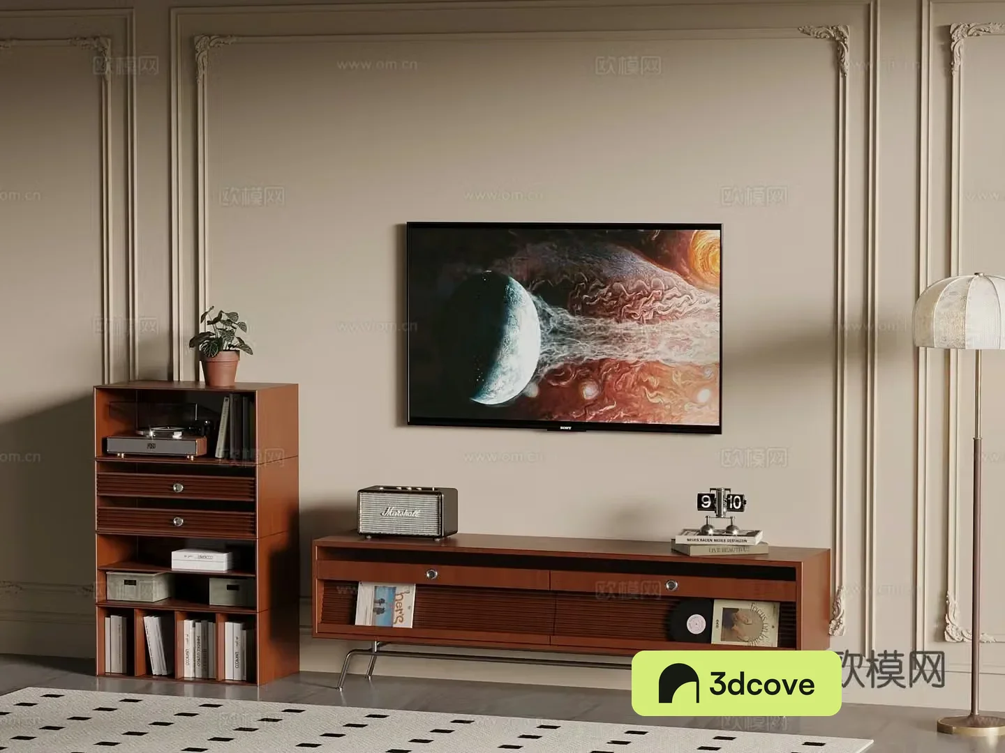 Middle-aged TV cabinet jewelry ornaments TV 3d model