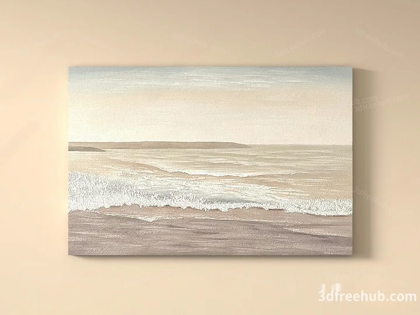 A Serene Beach Scene Likely A Painting Or Digital Art 3D Model – 19948 – VRAY Render