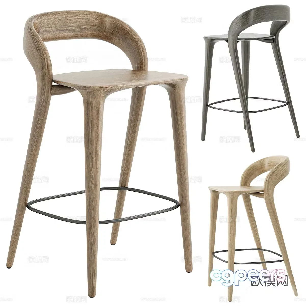 Solid wood bar chair Wooden bar chair Bar chair Leisure bar chair Bar chair Combination Outdoor bar chair Indoor 3D model