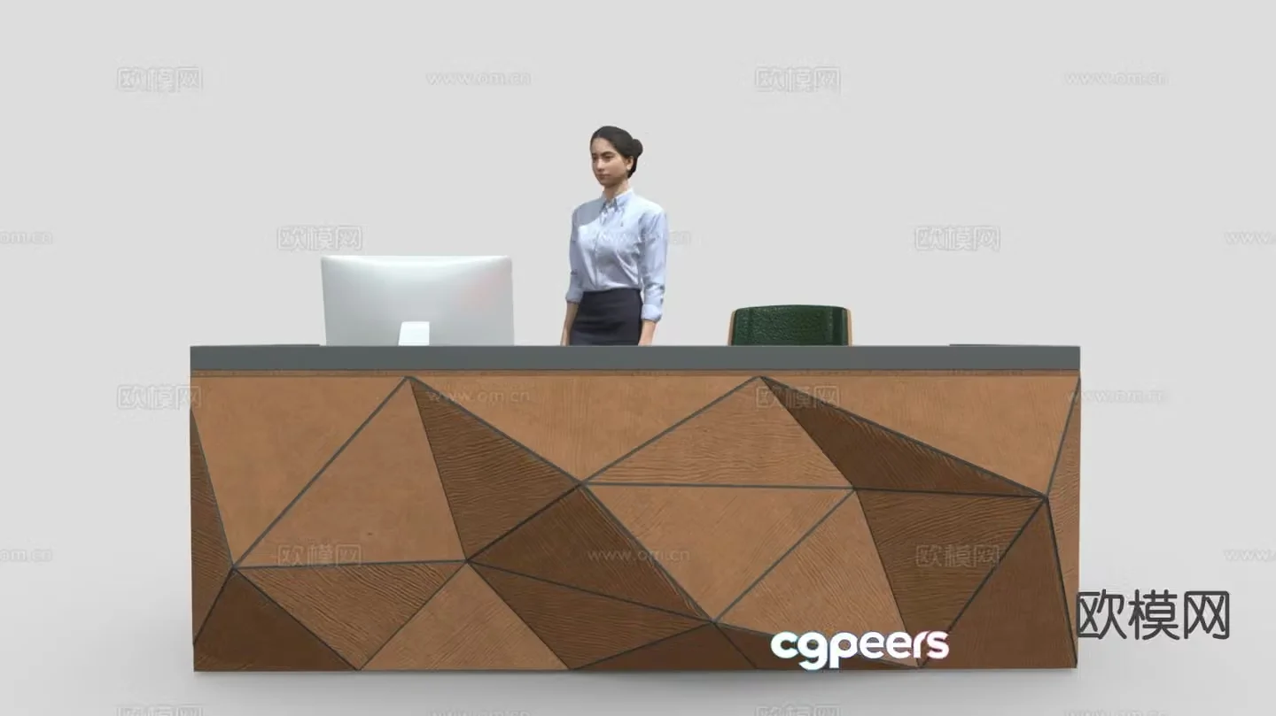 Simple company front desk reception desk 3d model