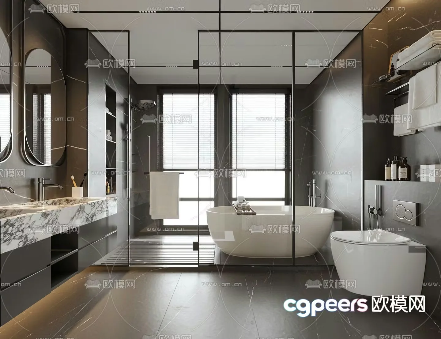 Modern bathroom toilet toilet 3d model