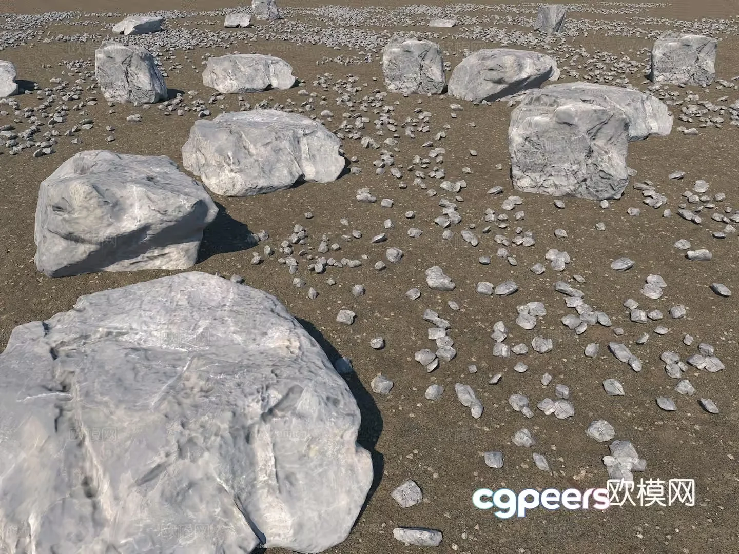 Interstellar Desert Stone Desert Desert Gravel Road Mars Landform 3D Model