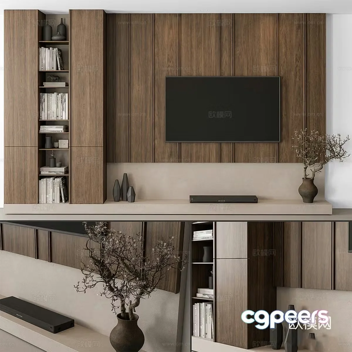 New Chinese style Wasabi TV background wall 3D model
