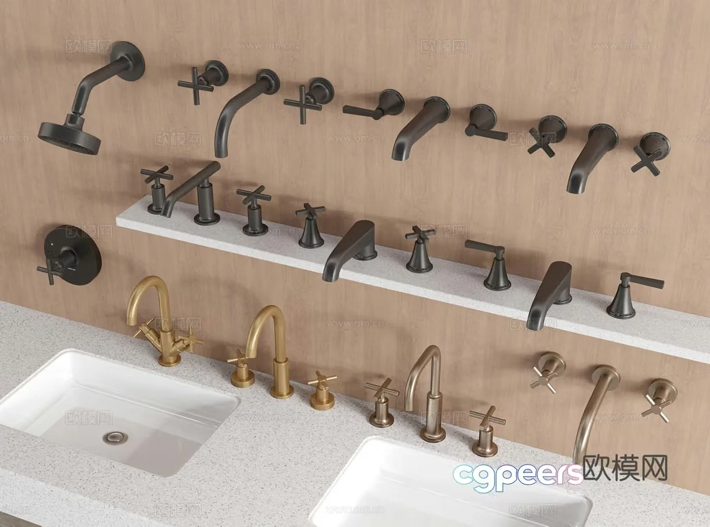 Modern faucet wall drain faucet 3d model
