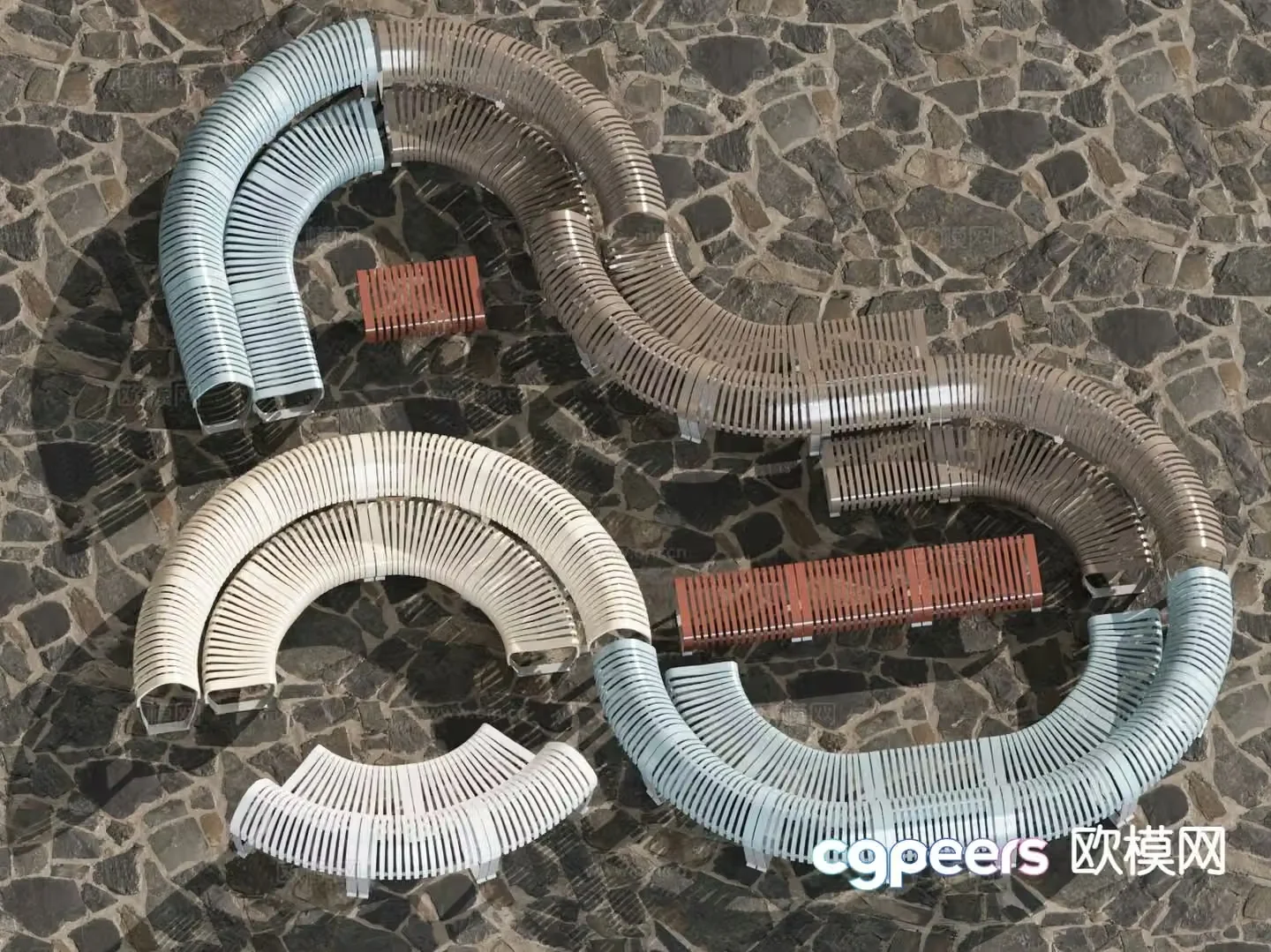 Outdoor chair special shaped chair park chair landscape seat 3d model