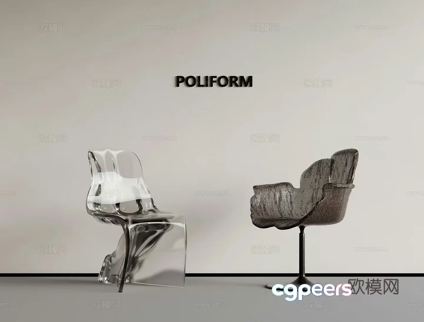 Chair Modern Acrylic Chair Dining Chair Writing Chair 3D Model
