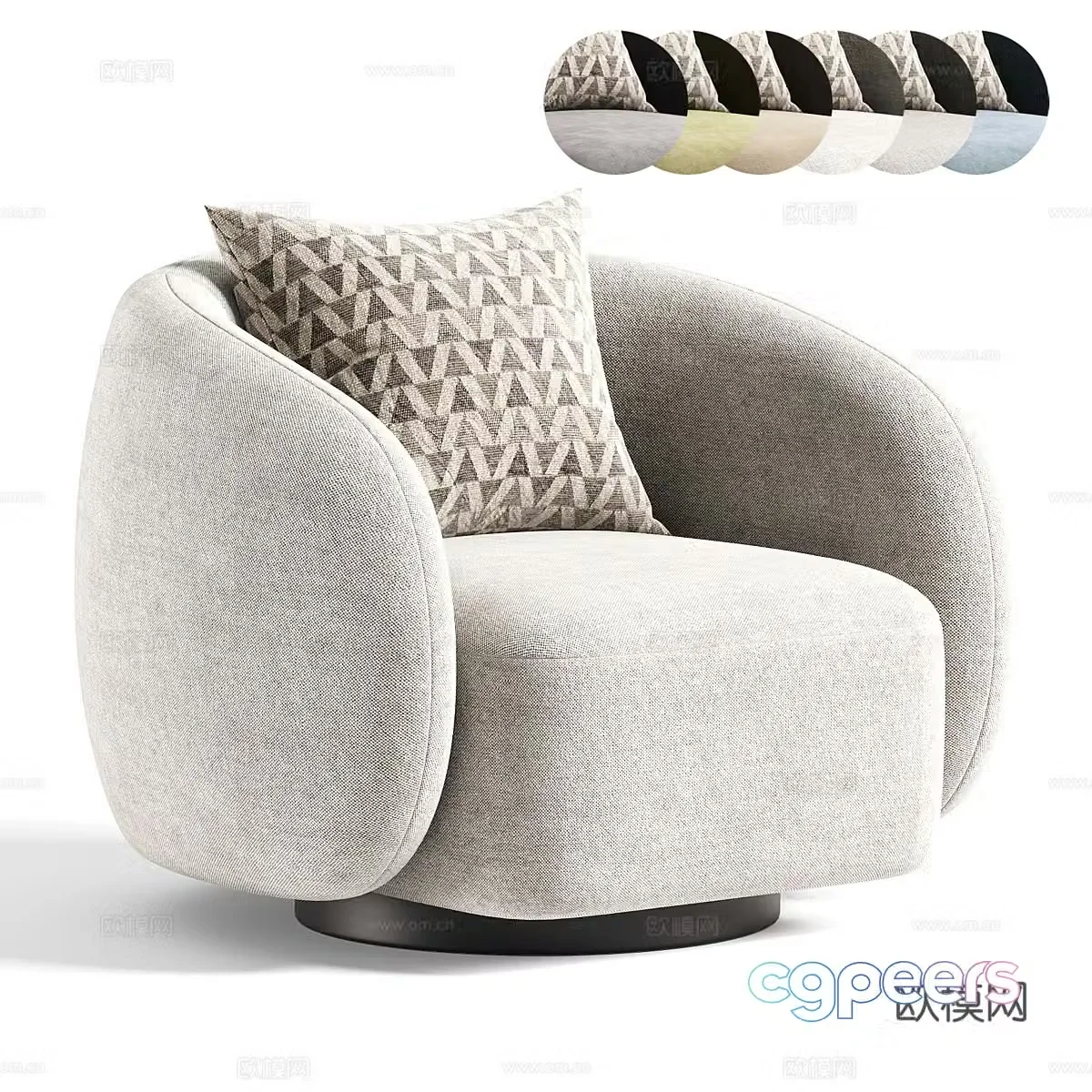 Modern Italian Ramona fabric armchair 3d model