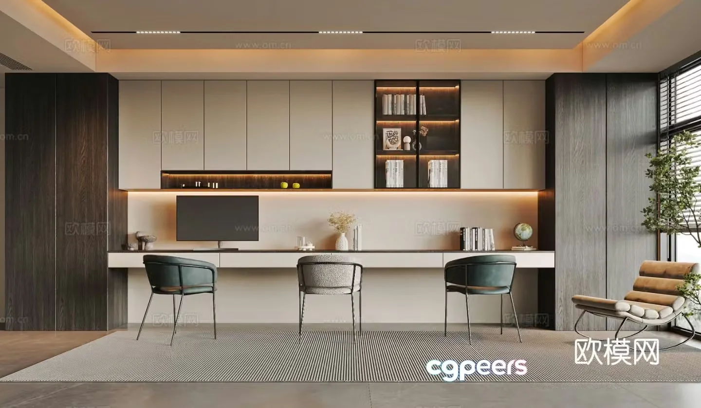 Modern study room 3d model