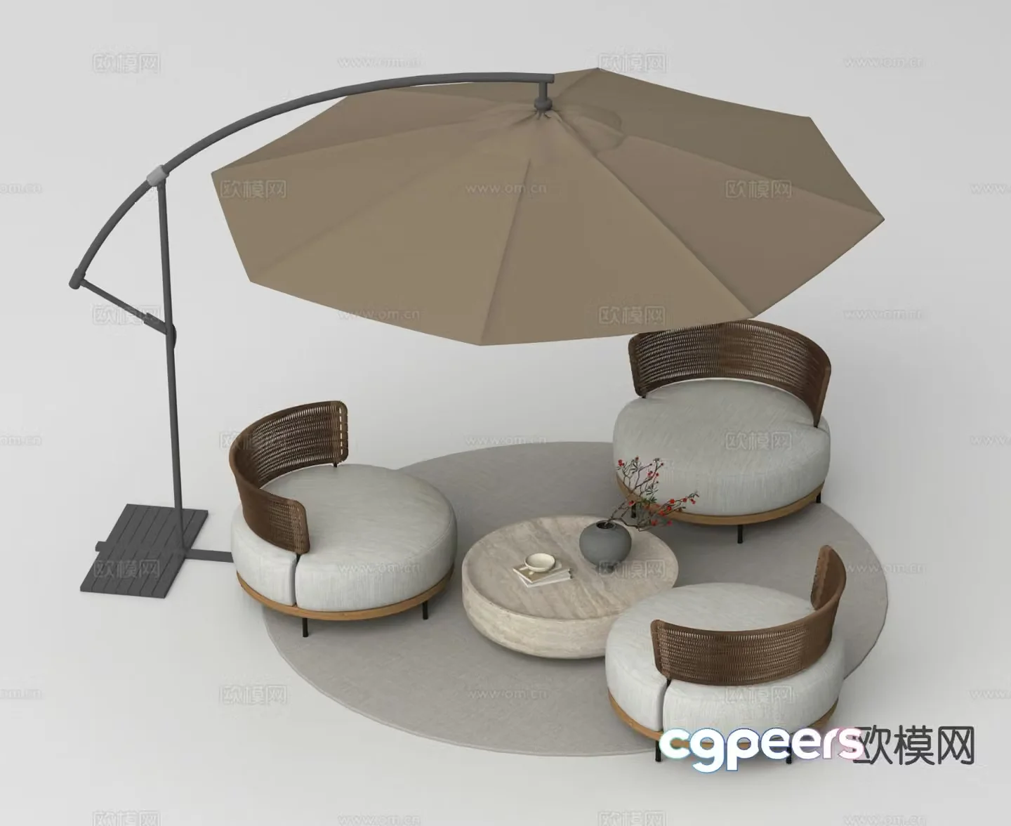 Outdoor sofa patio sofa parasol 3d model